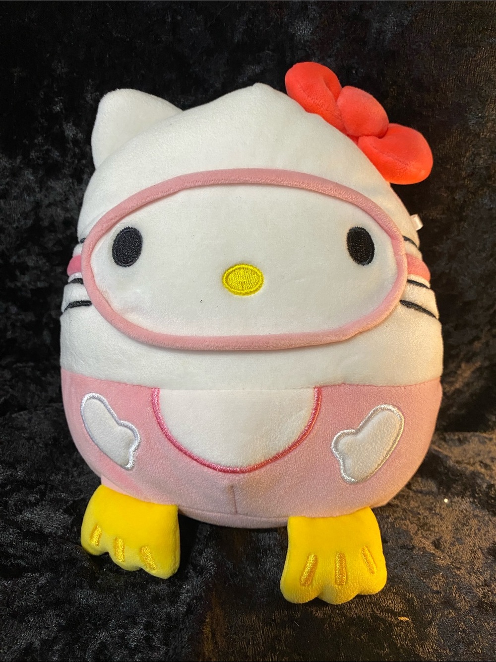 Hello Kitty Plush with Pink Outfit, Red Bow, Yellow Feet